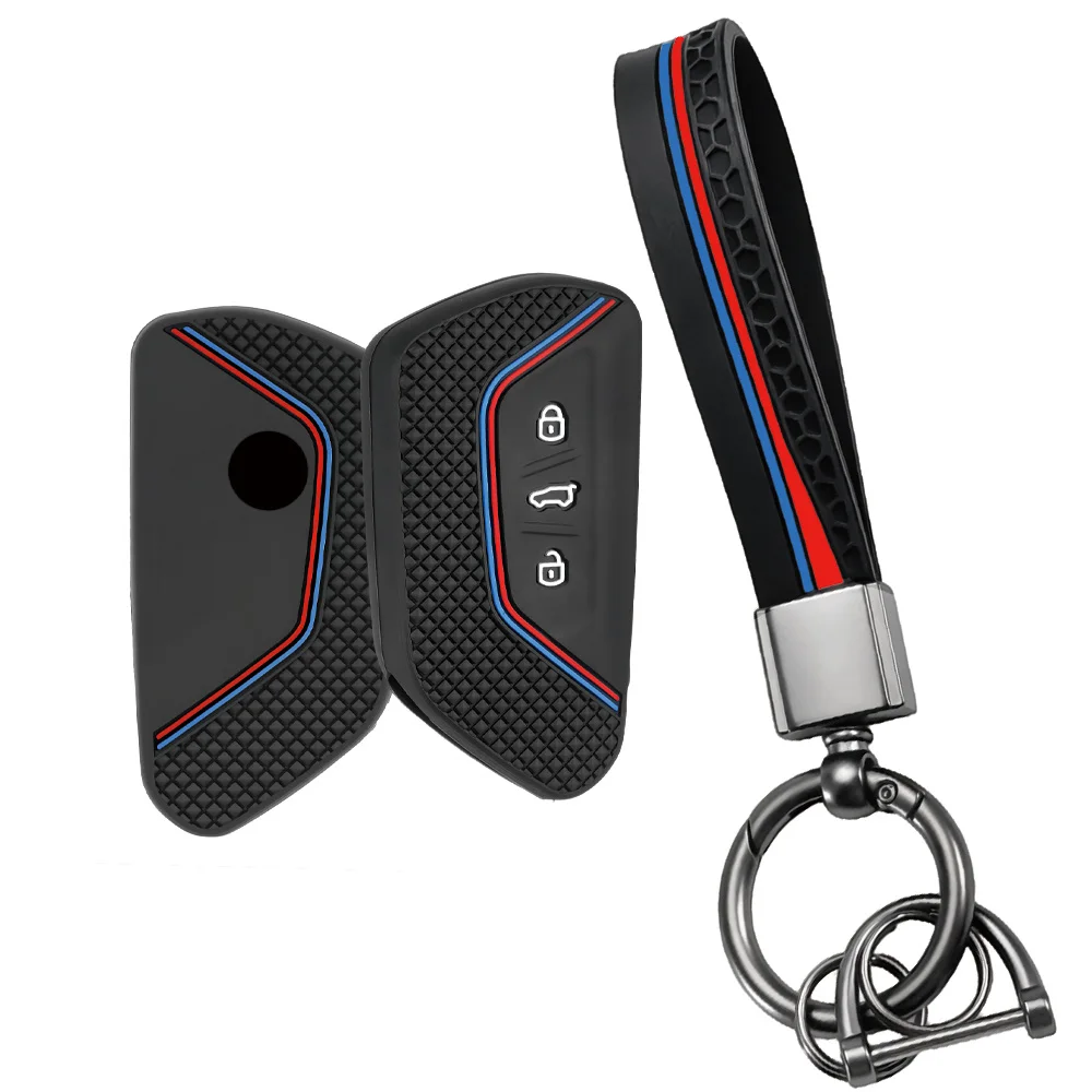 Keychain Silicone Key Case For VW Golf 8 ID4 Cupra Formentor Tarraco Mk7 Gti Mk8 Skoda Octavia 4 Seat Leon Mk4 Cover Accessories