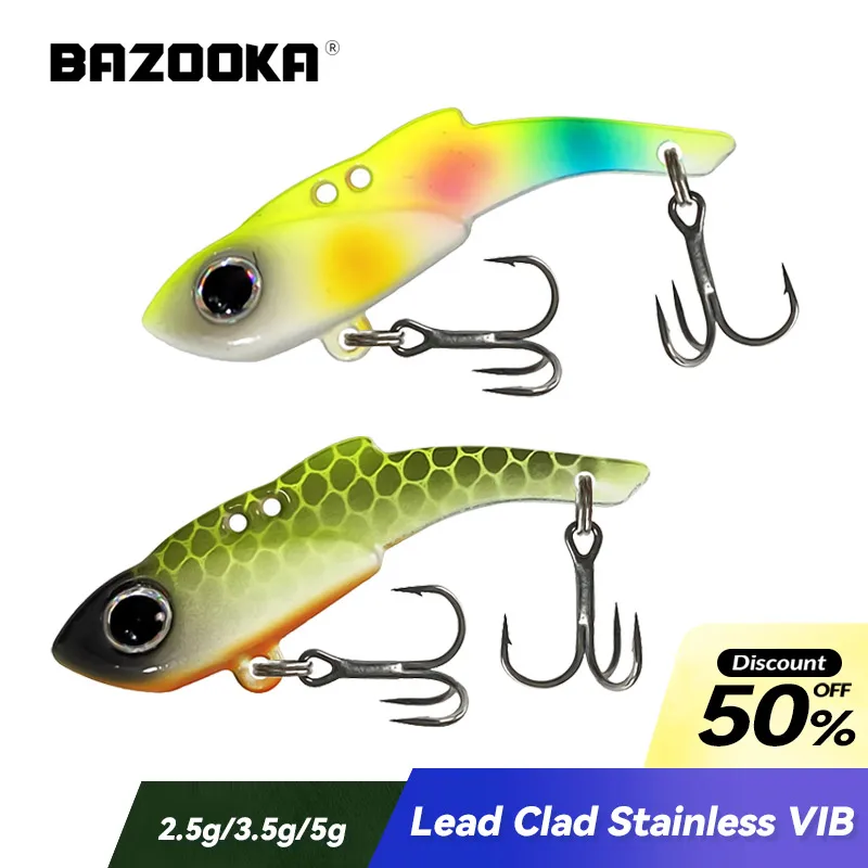 

Bazooka VIB Fishing Lure Metal Bait Sinking Jig Spoon Winter Vibration UV Luminous Effect Vibe Hard Pike Bass Cicada Tremor Cast