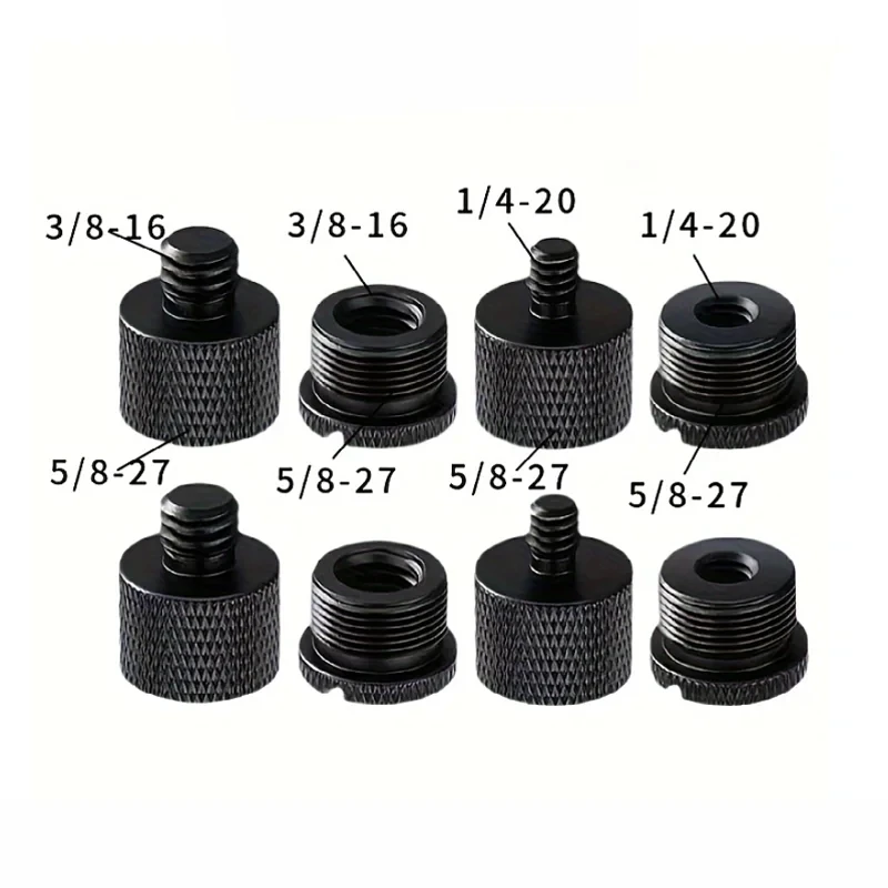 Conjunto de 8 Adaptadores de Rosca para Suporte de Microfone 1/4, 3/8 Macho para 5/8 Fêmea, Adaptador de Parafuso para Fixação de Suporte de Microfone