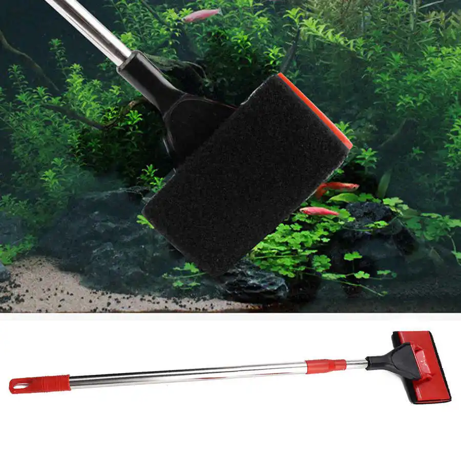 Akwarium Cleaner 3 in1 akwarium teleskopowa siatka zgarniacz do glonów szczotka akwarium szczotka do szkła akwarium czyszczenie narzędzi — zdjęcie 4