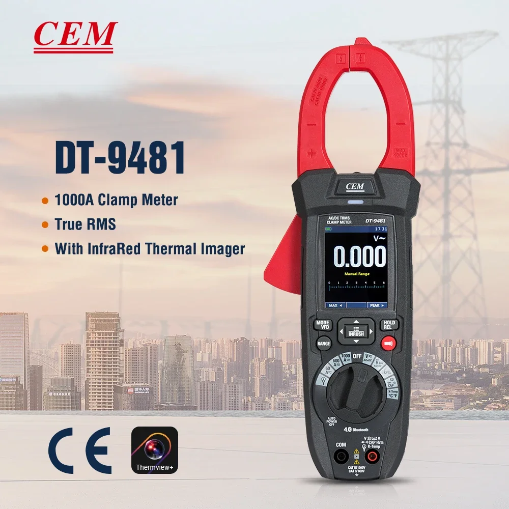 

True-RMS Clamp Meter With Temperature&Capacitance, Measure AC/DC Current 1000A, AC/DC Voltage 1000V, Measure Resistance 4KΩ