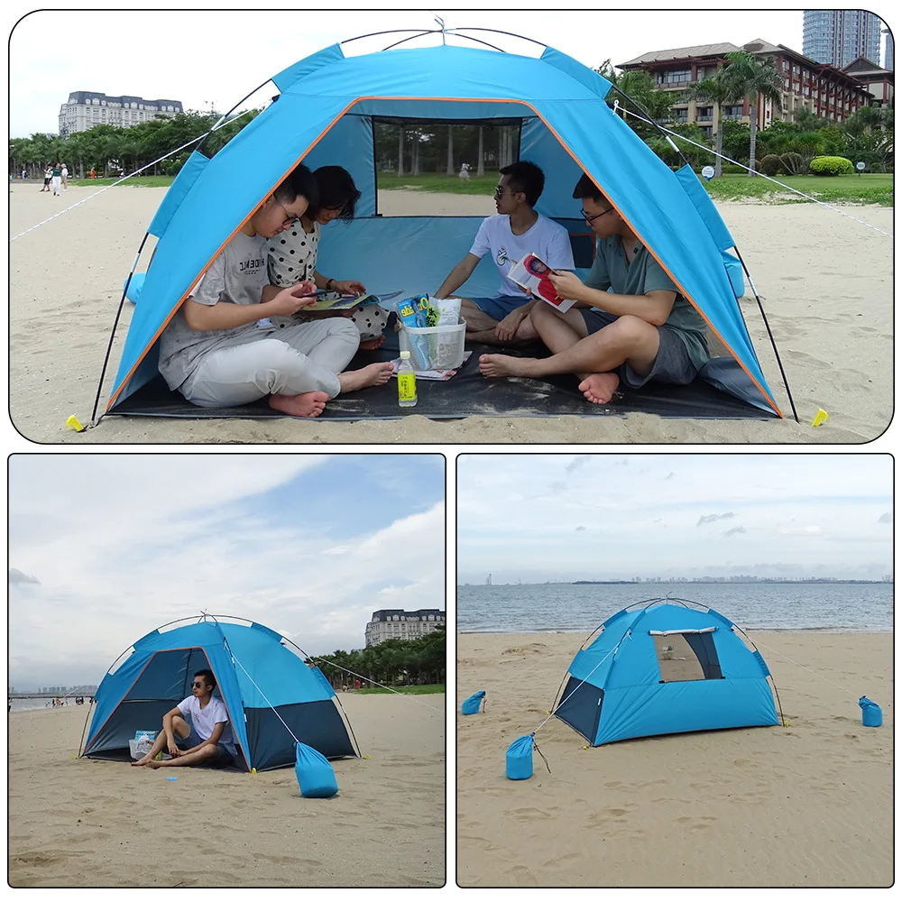 Large Family Beach Tent Sunshade for 4 Person Anti UV Outdoor Sun Shelter Shade Umbrella for Garden Park BBQ Patio Fishing Tent