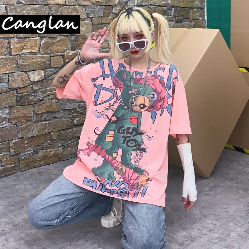 Men Women Ulzzang T Shirt Summer Korean Style Tshirt Gothic Pastel Goth Graphic Tee Top Harajuku Punk Fairy  Clothes Alt