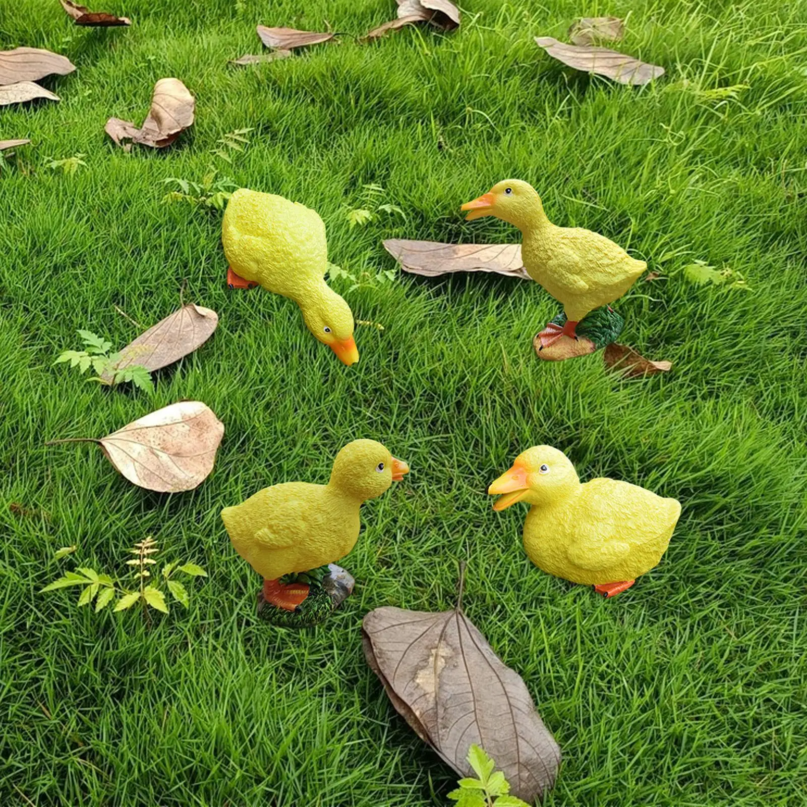 

4Pcs Duck Garden Statues Resin Decorative Figurines for Patio Outside Pond