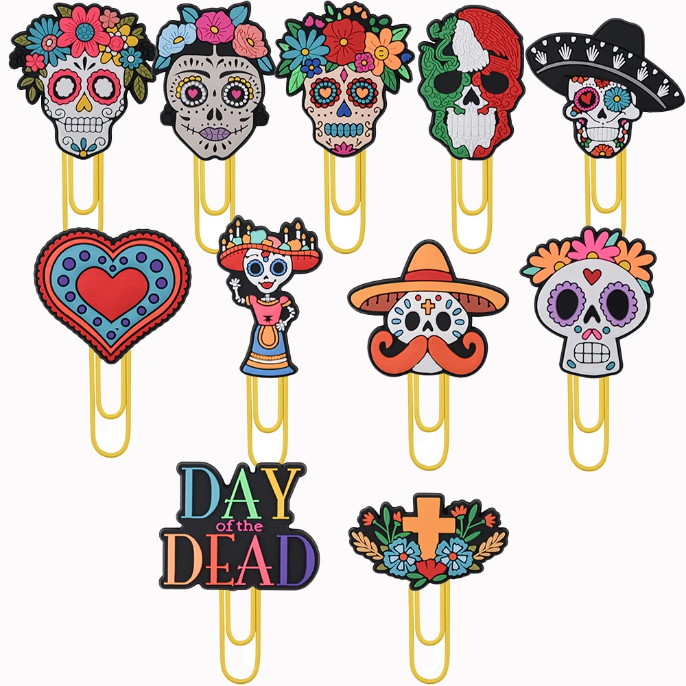 

1pcs Funny Colorful Skull Bookmark Horror Ghost Office Stationery Supplies Texas Mexico Clip Book Accessories Boys Girls Gifts