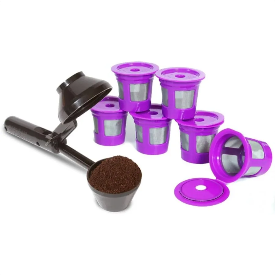 

2Item Bundle: 6Pack Cafe Save 1Stream Reusable K Cup Coffee Filters + EZScoop 2 Tbsp Scoop with Integrated Funnel Refillable Po