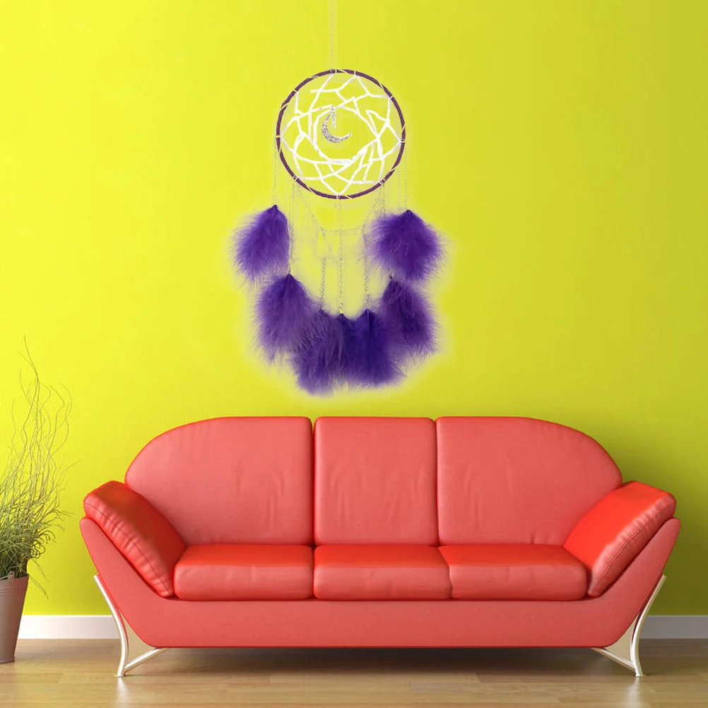

Moon Shape Dreamcatcher Pendant Hollow Handcrafted Home Decor Charm Living Space Bedroom Wall Hanging Simple Aerial Ornament