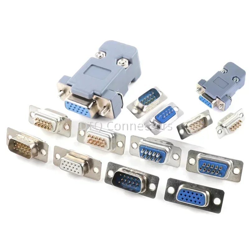 

10PCS DB9 Adapter Connector Core RS232 Serial COM Plug Connectors Hole/pin DB15 Female Male Port Socket D Sub DP9 Plastic Case
