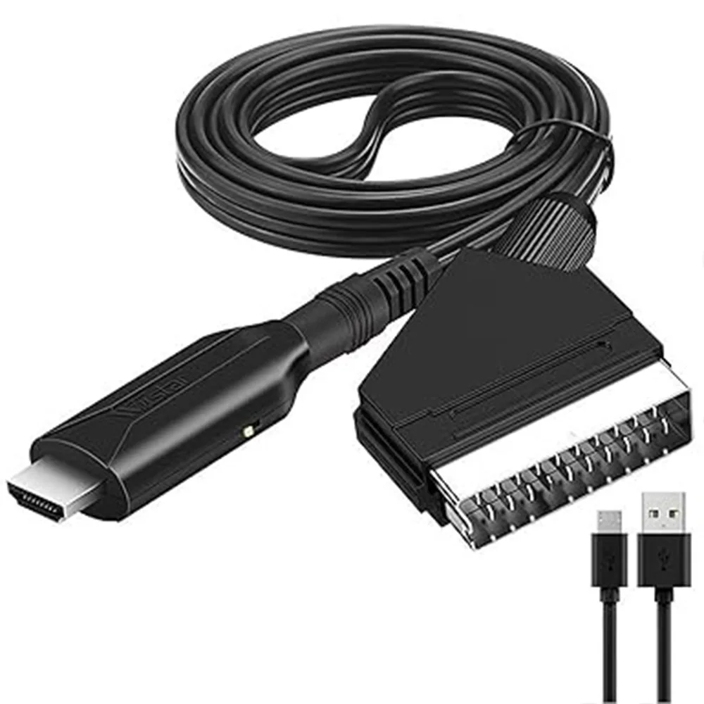 HD 1080p HDMI-Compatible to Scart Converter Cable 1M Adapter Conversion Cable For HDTV DVD STB Accessories Plug and Play
