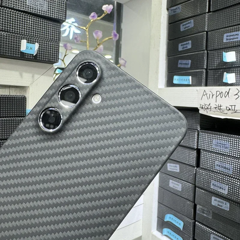 

Чехол из настоящего углеродного волокна для Samsung Galaxy A55 5G, ультратонкий противоударный прочный защитный чехол для объектива телефона, защитный чехол Capa Funda