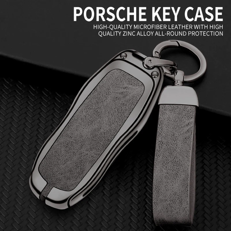 Car Metal Key Case Cover Shell Fob For Porsche Panamera Cayenne Cayman 718 971 911 9YA Macan Boxster Carrera Taycan Accessories