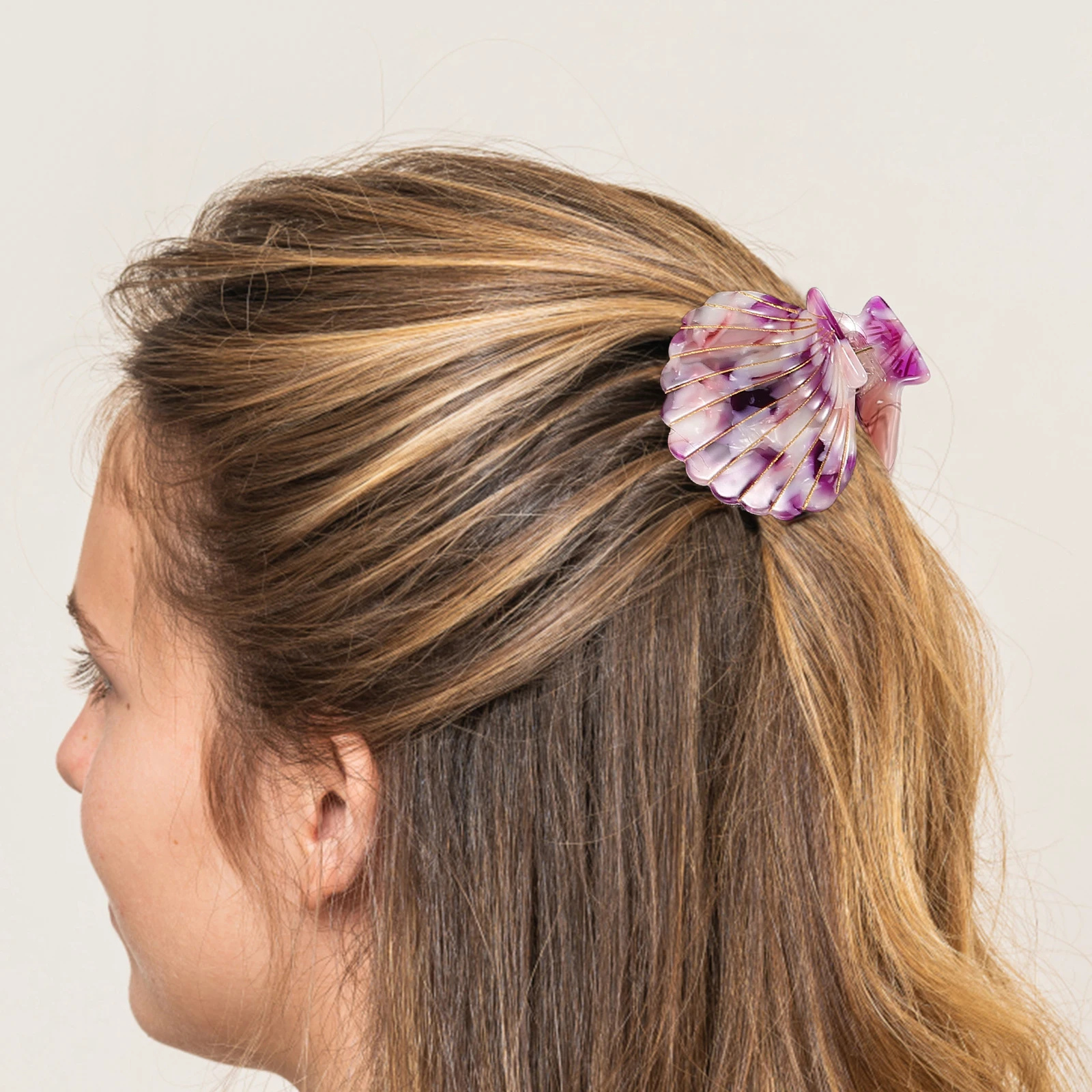 

1pc Shell Hair Clip Clips For Women Girls Adjustable Ponytail Holder Durable Styling Smooth Ponytail Holder Color