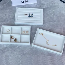 22.5*14.5*2.8cm branco/preto plutônio jóias colar anel bandeja plana caixa de armazenamento caixa de jóias exibição conveniente encantador maquiagem feminina
