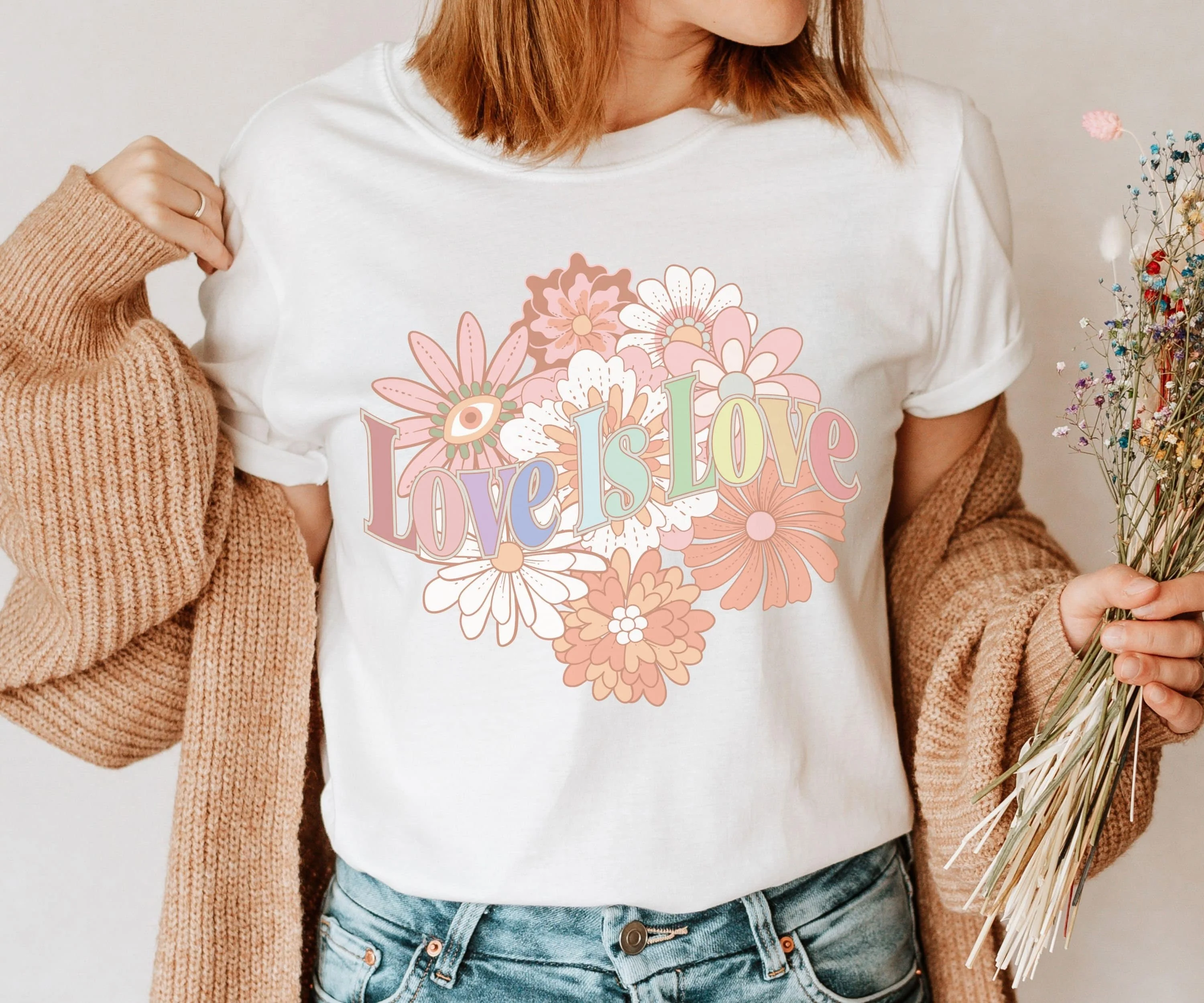 

Cute Floral Queer Flag T Shirt Pride Month Lgbt Person Gay Rainbow Christopher Street Day