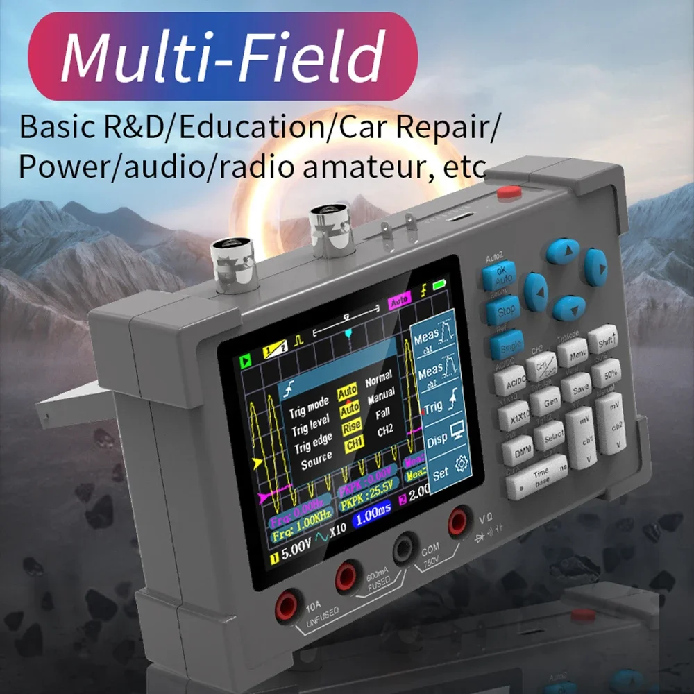 3in1 Digital Oscilloscope Multimeter Signal Generator Dual Channel 120Mhz Bandwidth 250MSa/s Sampling Rate Handheld Oscilloscope
