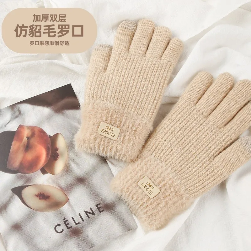 Зимние перчатки для спорта на открытом воздухе, варежки для вождения, женские перчатки с сенсорным экраном и полным пальцем, ветрозащитные морозостойкие лыжные перчатки