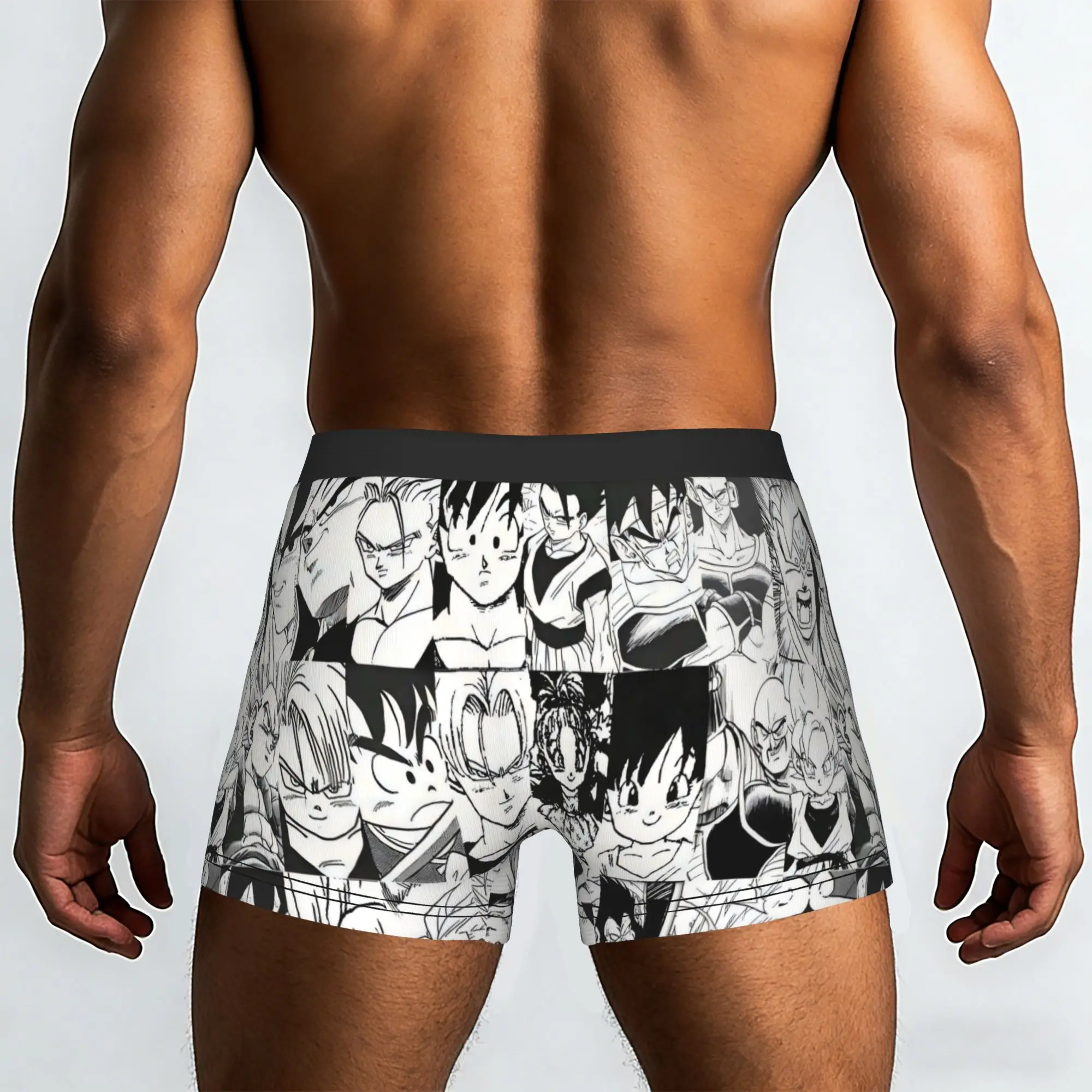 Black and White Character Collage Dragon Ball Underpants Homme Panties Male Underwear Comfortable Shorts Boxer Briefs