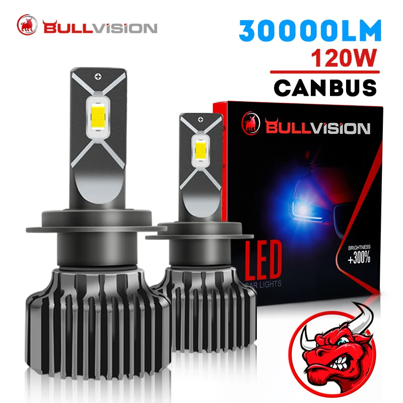 H7 LED Canbus Car Headlights Bulbs 30000LM H4 H1 HB3 9005 HB4 9006 H11 6000K 3570 CSP LED 120W High Power Auto Lamp for VW Ford