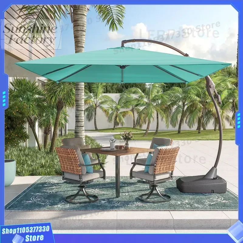 Garden Offset Umbrella 10FT Cantilever Patio Hanging Umbrella Outdoor Market Umbrella with Crank and Cross Base
