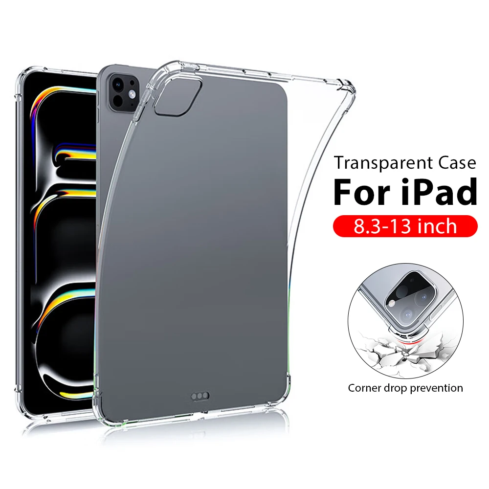 Transparent Case For Ipad Pro 13 11 12.9 2024 Air 5 4 3 M4 M2 Funda For Ipad 10 9 9th 10th Generation Mini 6 8ht 10.2 10.9 Cover