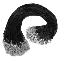 10/20/30/50Pcs Black Leather Rope Waxed Necklace Cord Lobster Clasp For DIY Bracelet Pendant Jewelry Making Supplies Accessory
