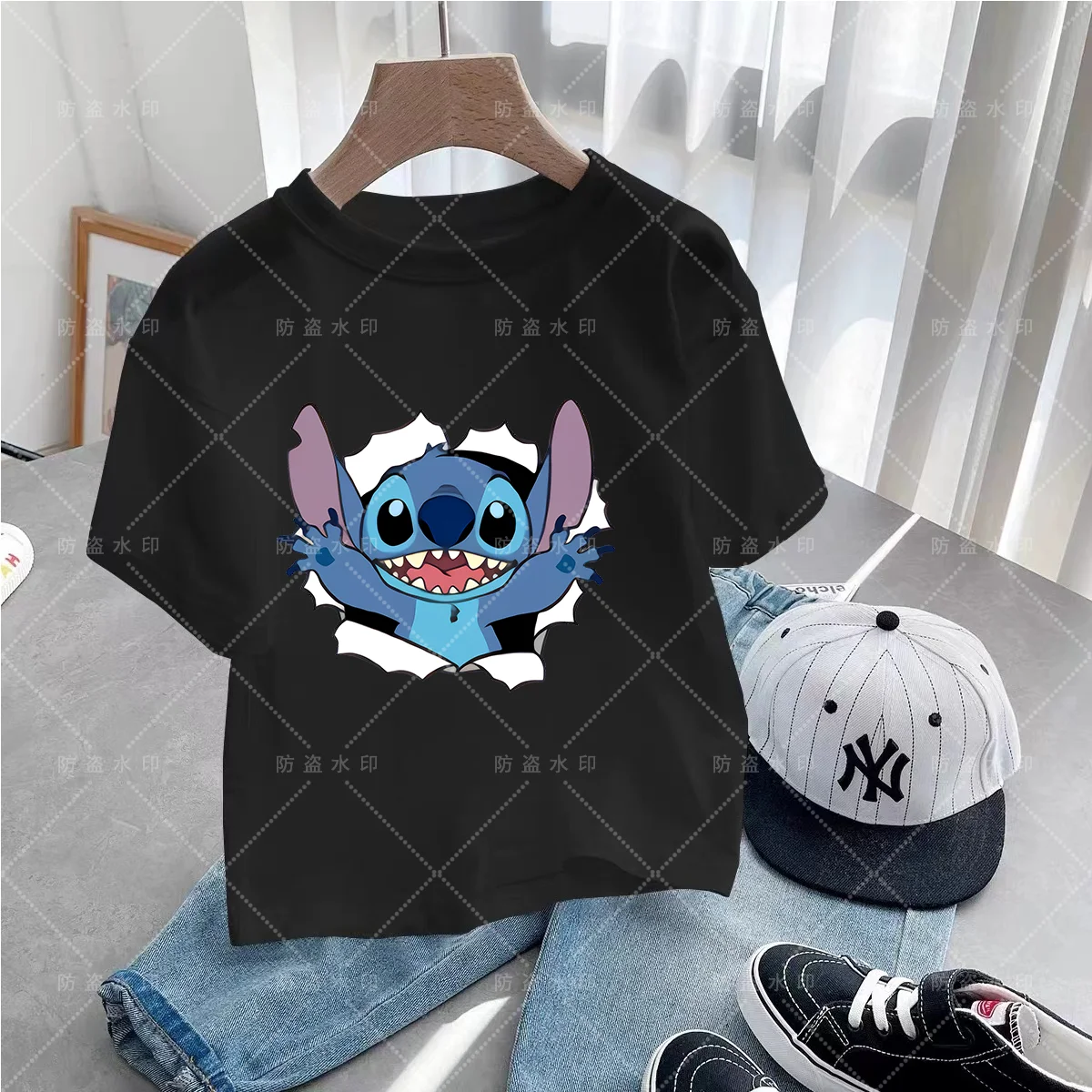 

Children's Clothing Y2k Disney Short Sleeve Summer T Shirt Stitch Kawaii Tops Cartoons Girl Clothes Disney Cartoons Kawaii Kids