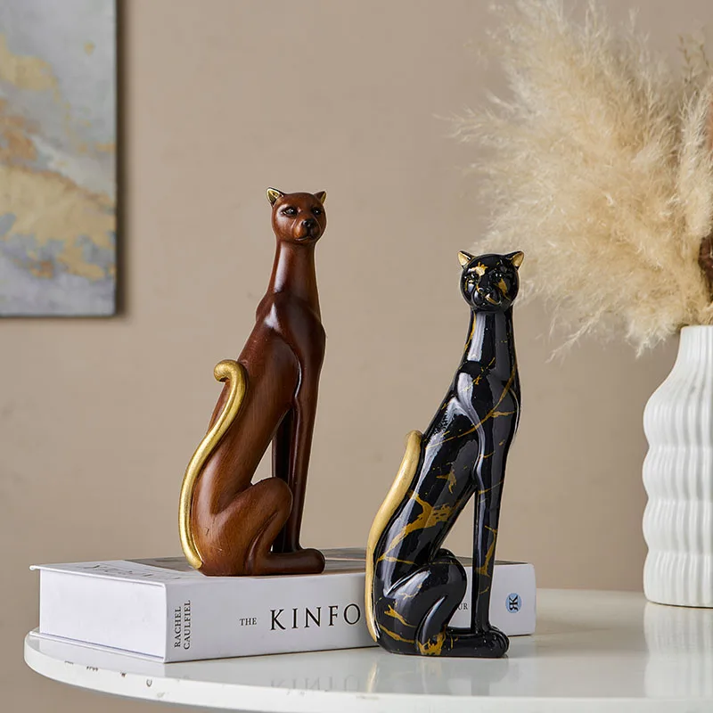 European Style Painted Leopard Sculpture Ornaments Abstract Art Animal Crafts Living Room Office Bookcase Leopard Ornaments  New view 5