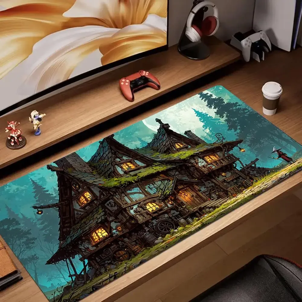 Mushroom Hut anime Muismat bureaumat gamingmatten XXL muismat gamer pc accessoires rubber antislip geschikt voor werk en spel