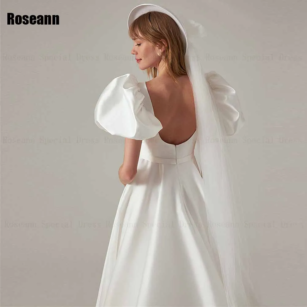 Fashion A-line Wedding Dress Ruffle Open Back Puff Sleeve Draped Pleat Bride Dresses Brush Train Floor Length robe de mariée