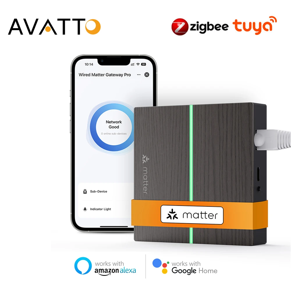 

AVATTO Tuya Matter Smart Gateway Hub ZigBee Smart Home Bridge Проводной пульт дистанционного управления работает с HomeKit, Google Home, Alexa
