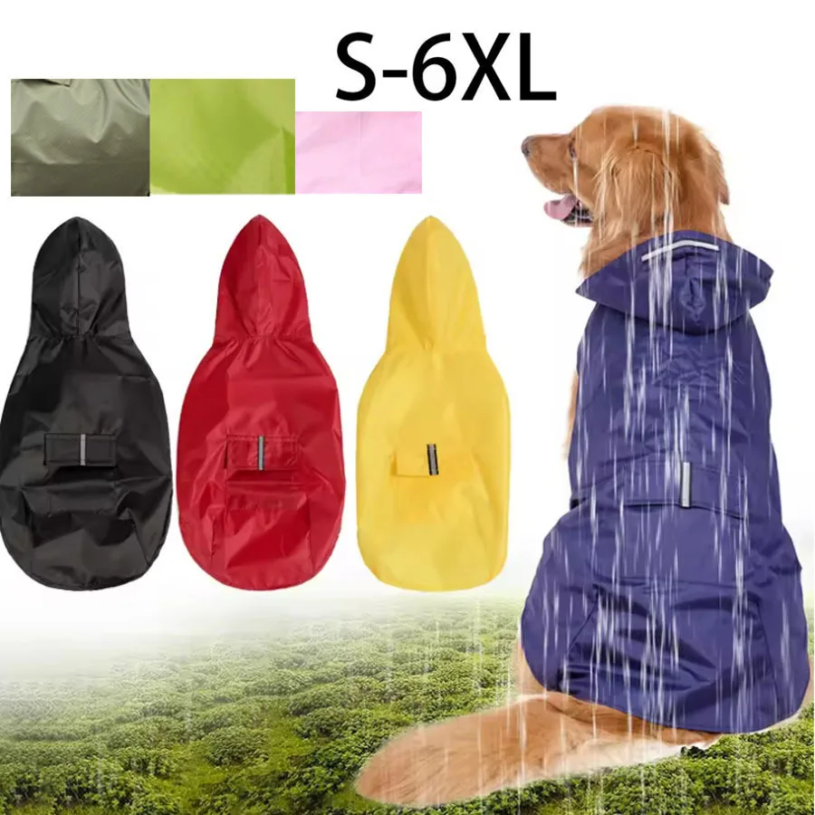 Reflective Hooded Dog Raincoat Waterproof Lightweight Pet Rain Jacket S-6XL For S/M/L Dogs Puppy Outdoor Walking Rain Coat
