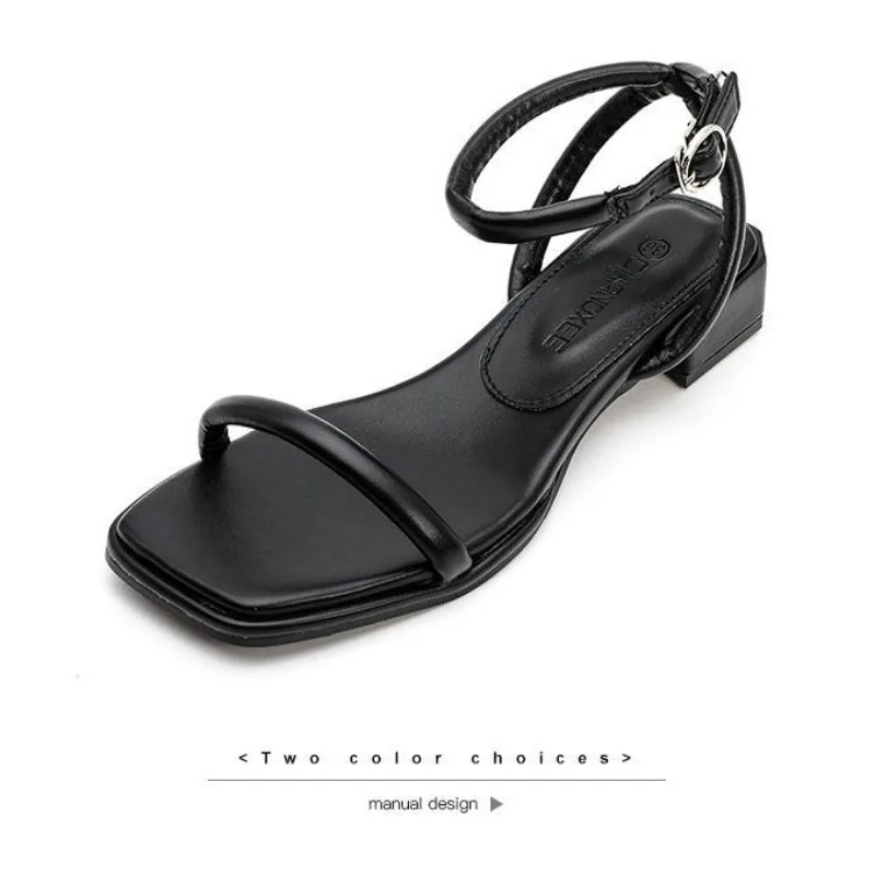 Sandały damskie Niskie obcasy Buty Klapki Moda Chunky 2024 Nowa marka Lato Otwarte palce Casual Shallow Dress Slingback Kapcie damskie