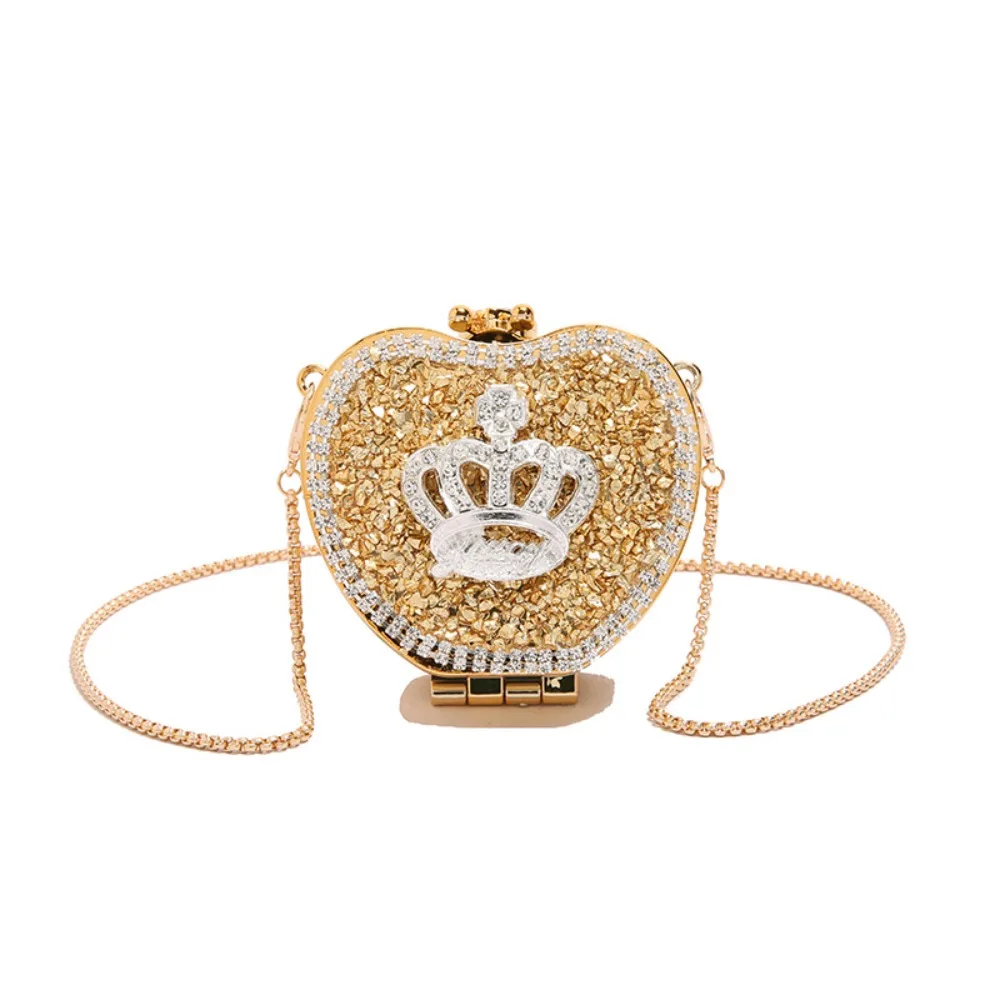 

Vintage Gold/Silver Rhinestone Evening Bag Irregular Shape Luxury Banquet Chain Bag Shinny Elegant Mini Lipstick Bag Gift