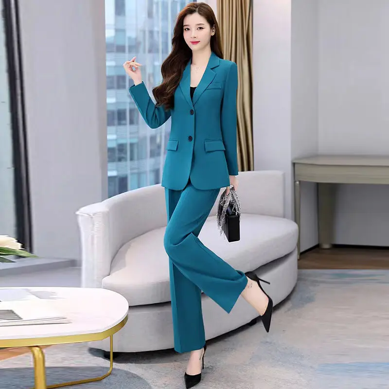 Imagem -03 - Jaqueta de Blazer de Celebridades Estilo Coreano Feminino com Calças Largas Conjunto Fashion Terno de Negócio Primavera Outono Novo Peças