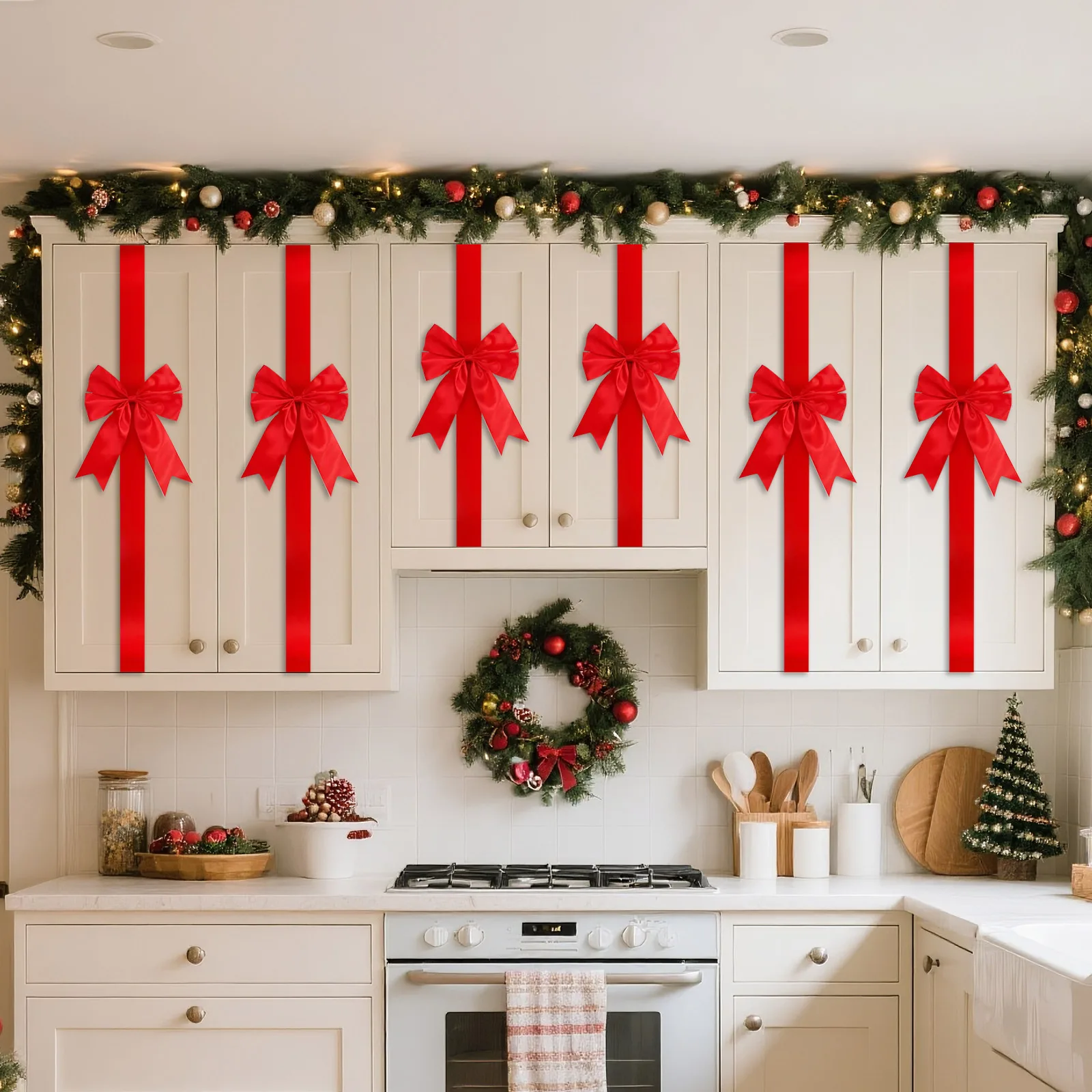 2 متر كبير الشريط القوس لوازم عيد الميلاد القوس الباب الأمامي زينة معلقة الباب الأمامي الأقواس الحمراء لوازم المنزل الحلي NewYear 2025 #2