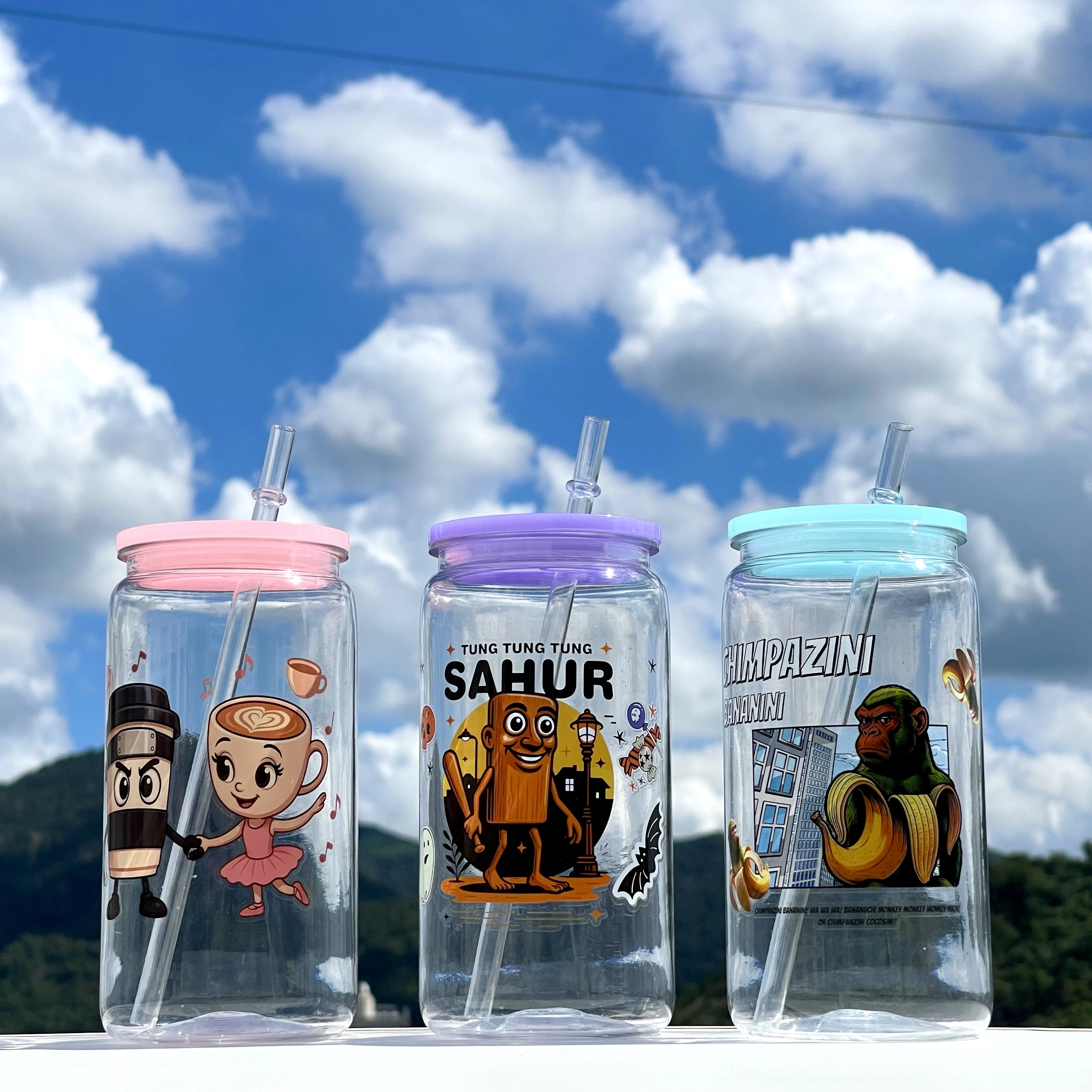 00ml BPA Free Cartoon Pattern Water Cup Reusable Lightweight for Home Party Camping Sports School Ideal Gift for Family Lovers F