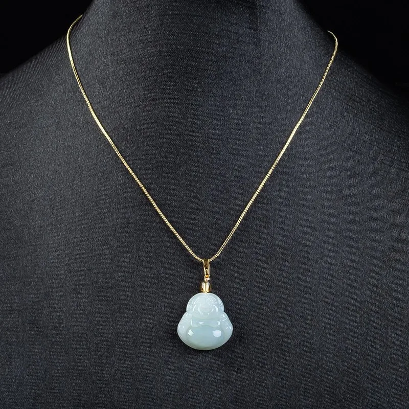 , Necklace, Laughing , Big Belly Maitreya Buddha Jade Pendant