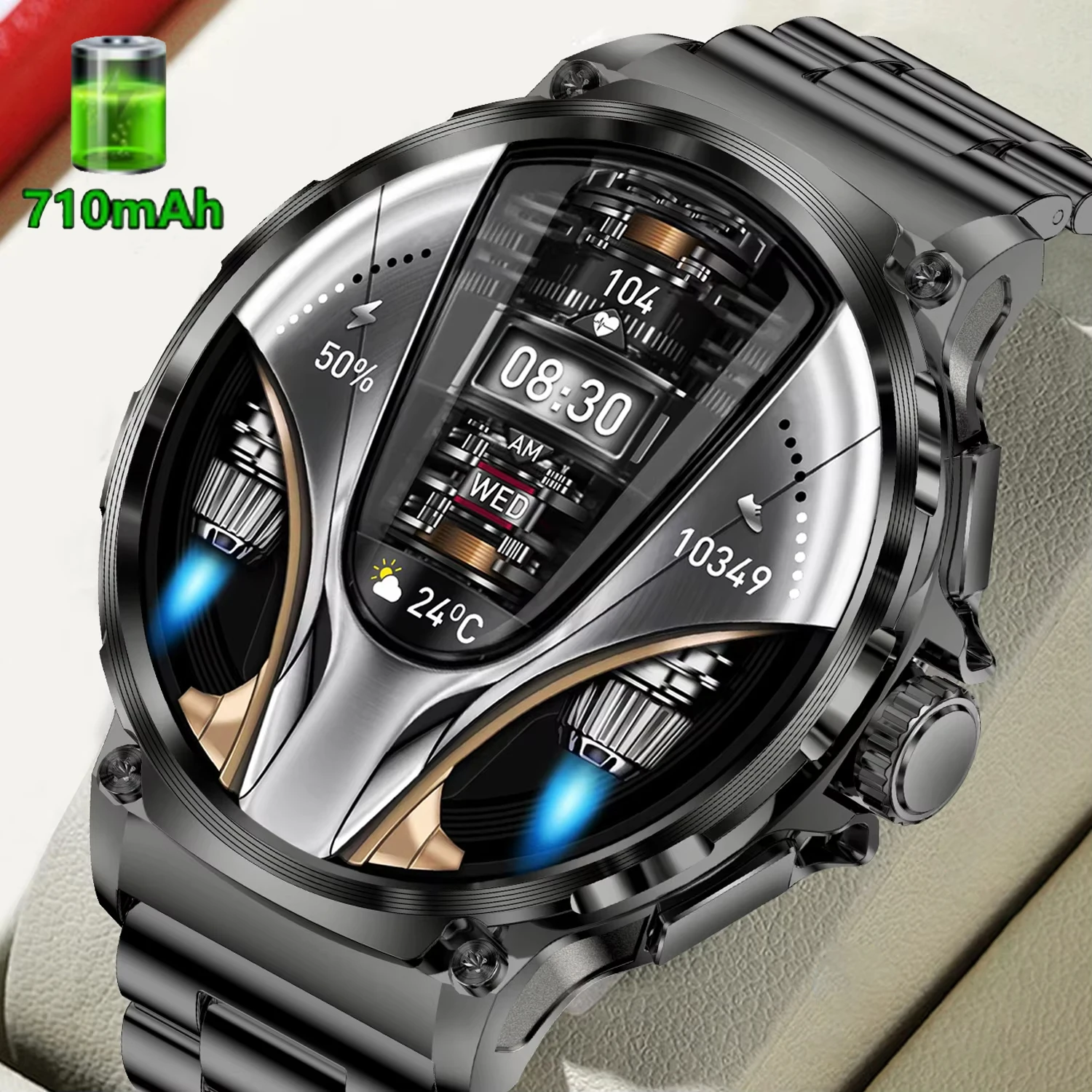 

2025 Новые V69 1,85-дюймовые HD Bluetooth-смарт-часы с вызовом для мужчин, спортивный фитнес-трекер, монитор сердца, 710 мАч, умные часы для Android IOS
