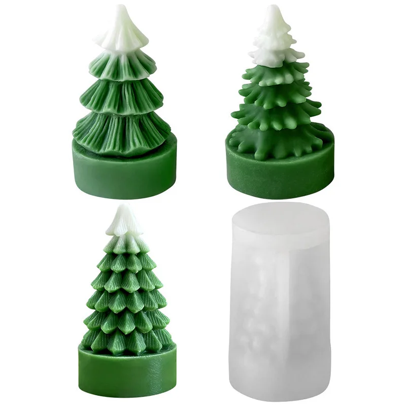 3D Weihnachtsbaum Silikonformen Kerze Gips Harz Ornamente Sugarcraft Seife Kerzenherstellung Zubehör