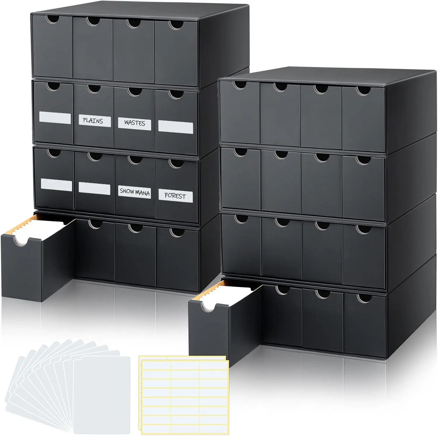 

8 Row Trading Card Storage Box Holds 9600+ Cards with 70 Dividers and Labels for Sports and TCG Cards