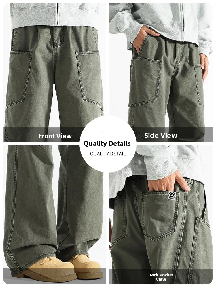 PaulFrank Herren-Arbeitshose mit lockerem, geradem Bein, amerikanische Retro-Stil, Frühling und Herbst, lässige Jeans, Baumwolle, 00 % Jugendfaion