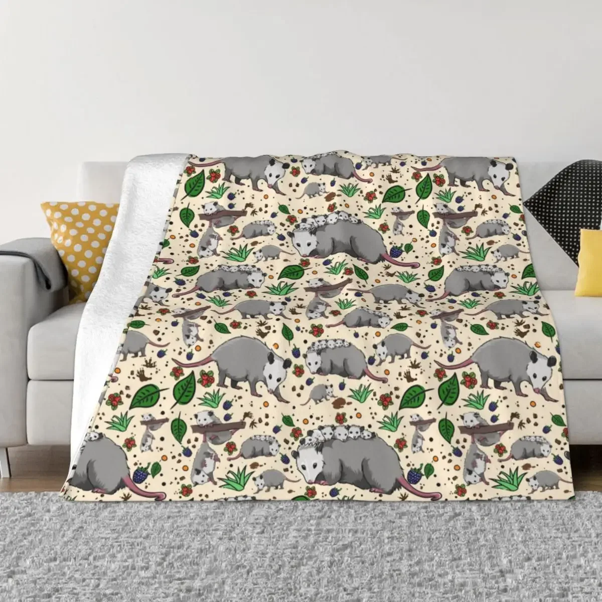 

Opossum Cartoon Plaid Blanket Sofa Cover Coral Fleece Plush All Season Thin Throw Blanket for Bedding Bedroom Bedding Throws