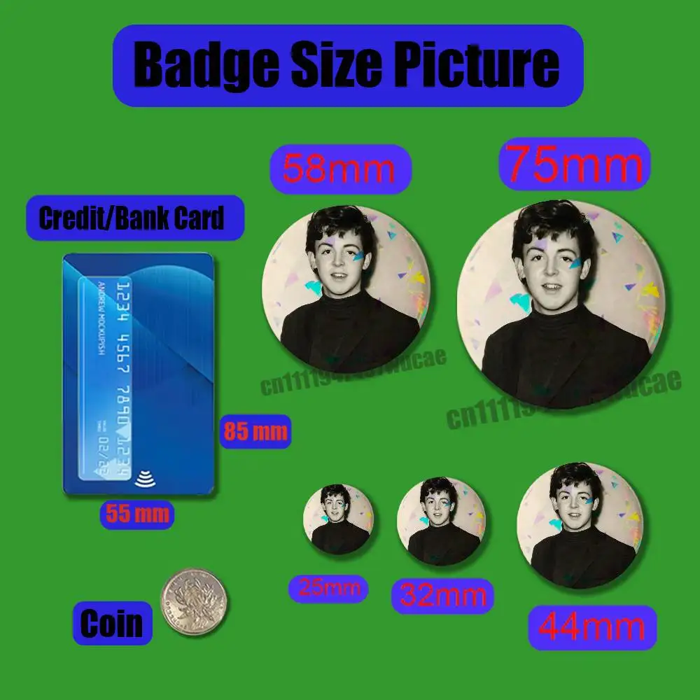 For P-Paul Singer M-McCartney Badge Cover DIY Pin Insignia Emblem Button Round Gift Cosplay Laser Film Case