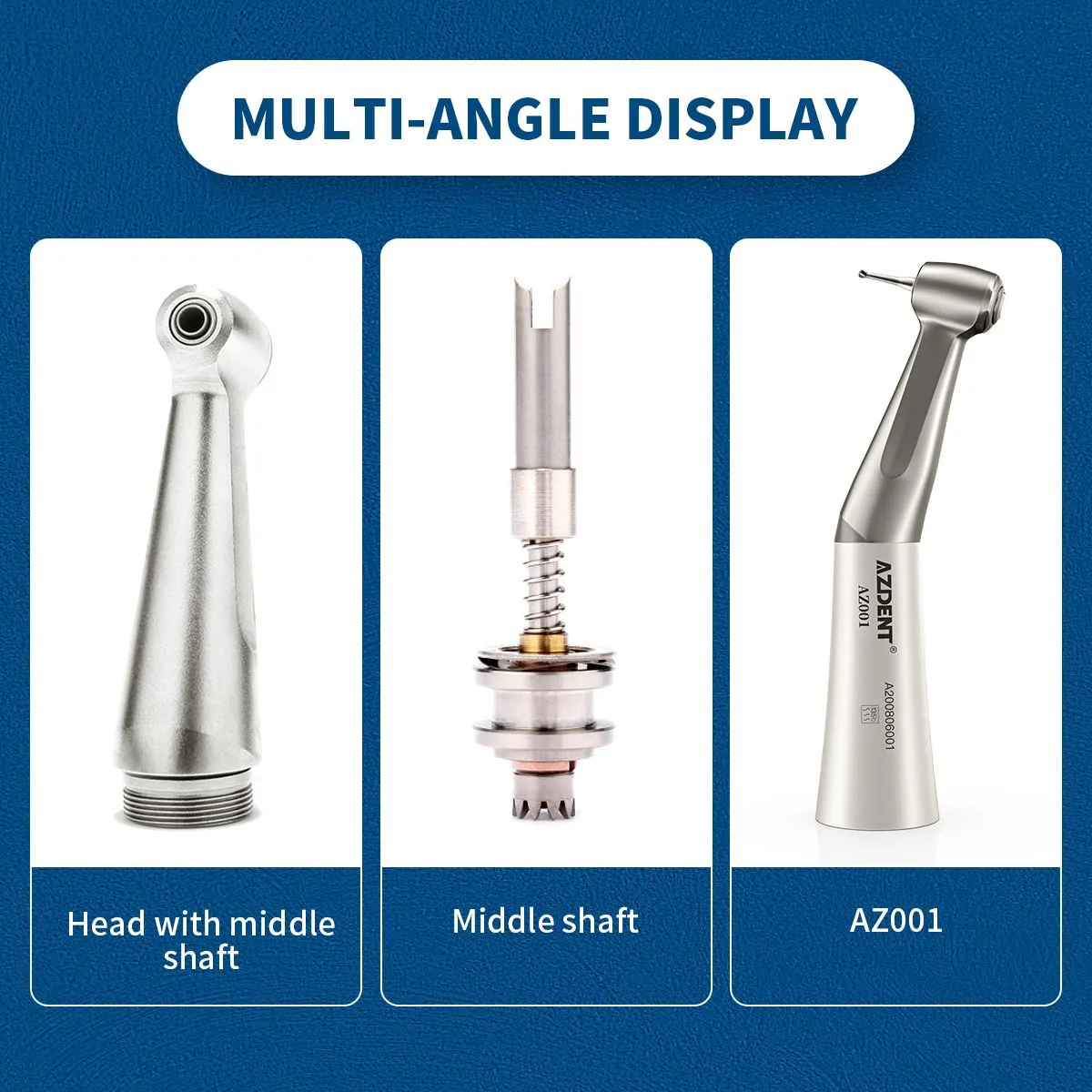 AZDENT Dental Low Speed Handpiece Kit Contra Angle Straight Air Motor External Water Spray Air Motor Operation Dentistry Tool