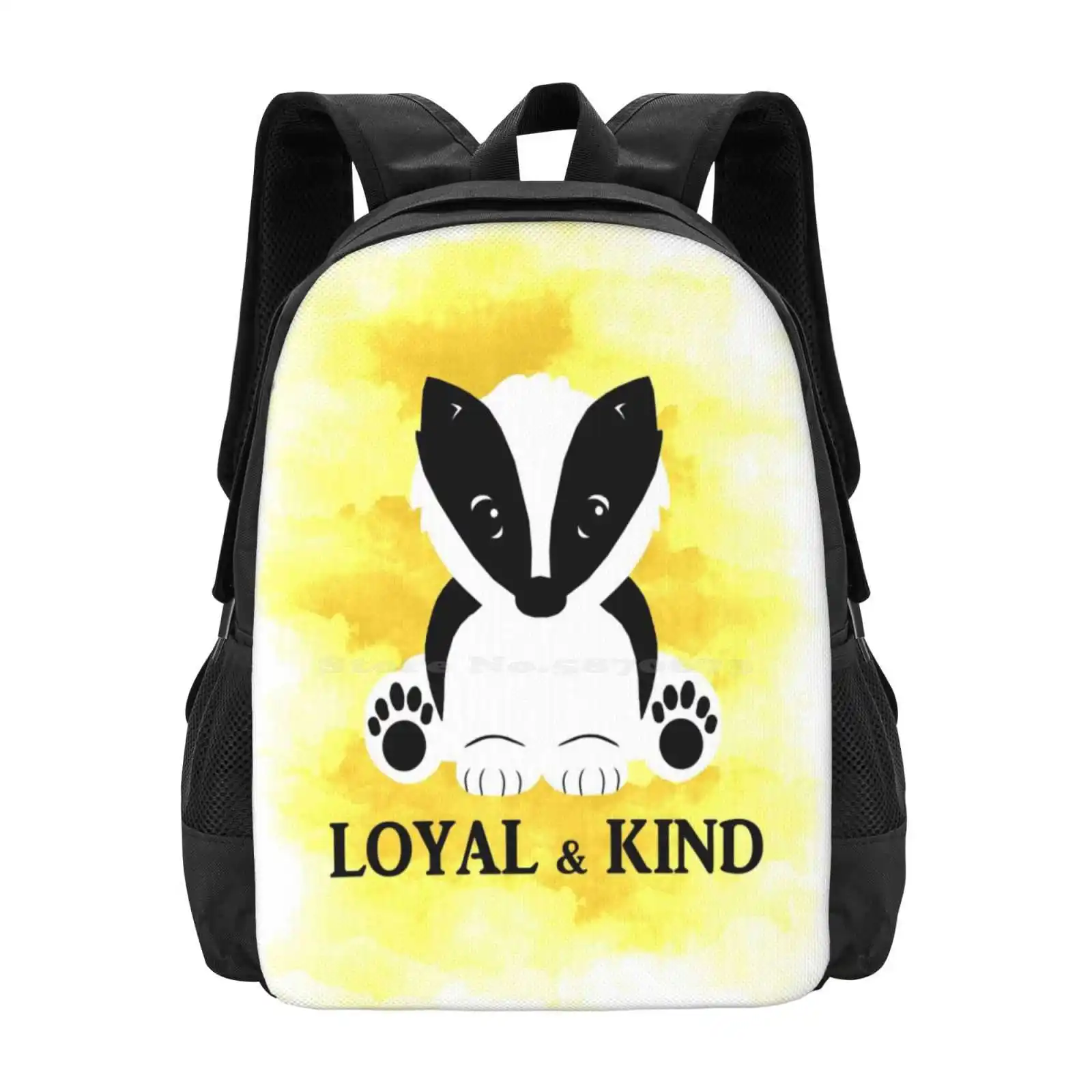 Cute Badger 3D Print Design Backpack Student Bag Ravenclaw Hufflepuff Slytherin Hp House Badger Loyal Kind Cute Magic Wizard