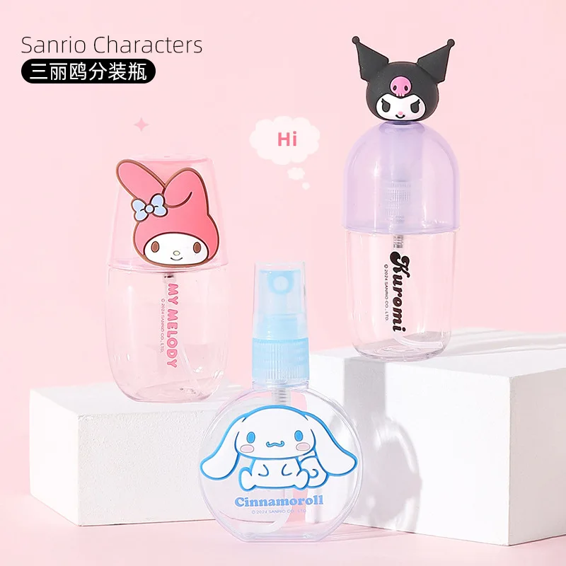 Sanrio Kuromi My Melody Bottle Compact Kawaii Anime Cinnamoroll Portable Waterproof Travel Bottle Toys Tide Kid Gift