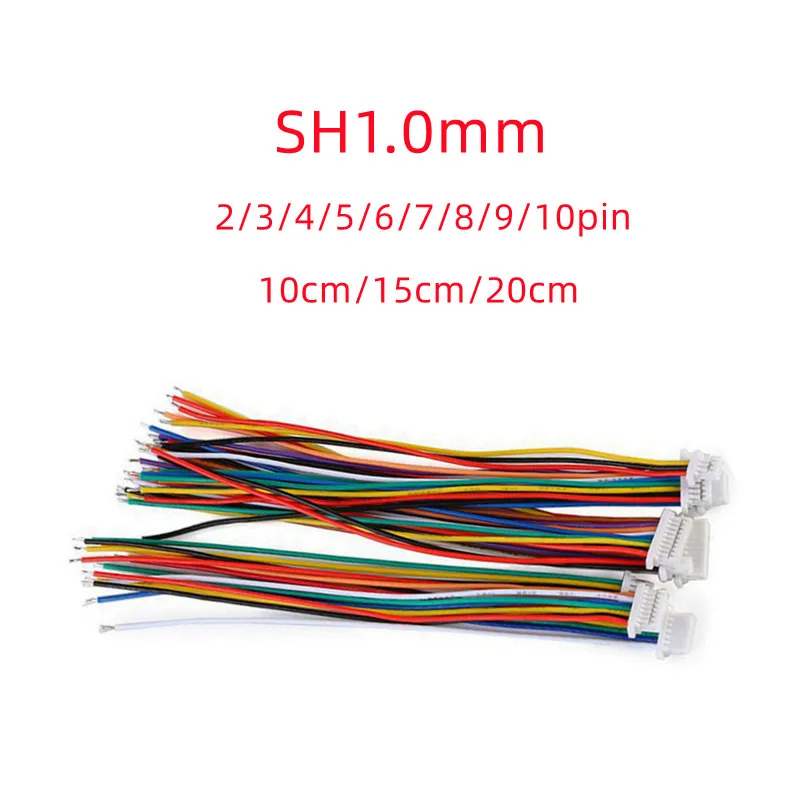 5pcs SH1.0mm Single Head female plug connector 2/3/4/5/6/7/8/9/10Pin with Tin Plated Electronic Wire 28AWG 10cm/150cm/20cm