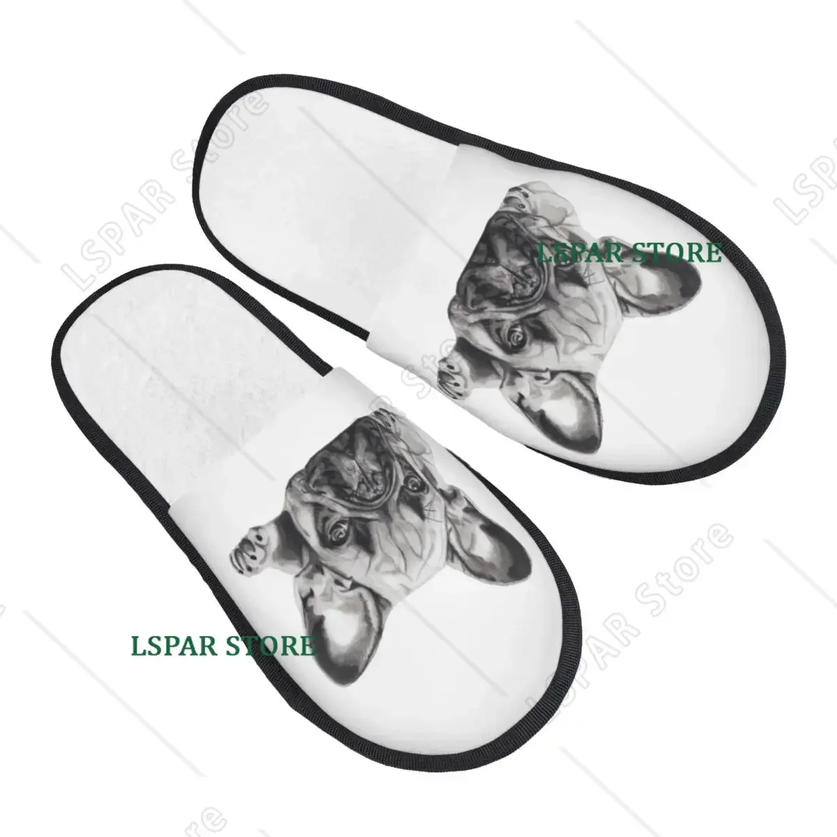 Custom French Bulldog Frenchie Dog Soft Scuff Memory Foam Slippers Women Hotel House Shoes