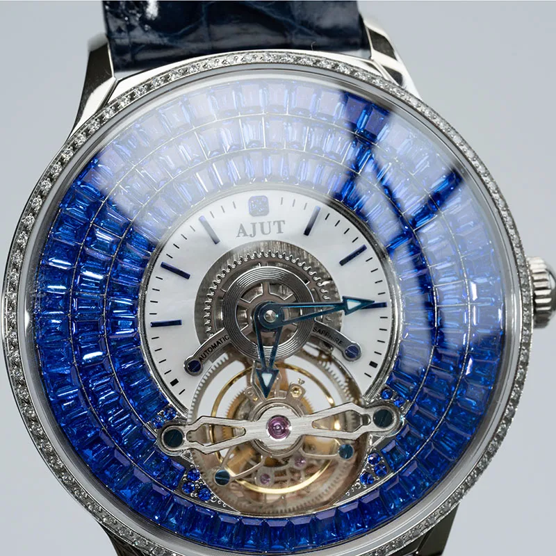 AJUT автоматические механические часы с турбийоном для мужчин, роскошные женские часы с димадным циферблатом 0398