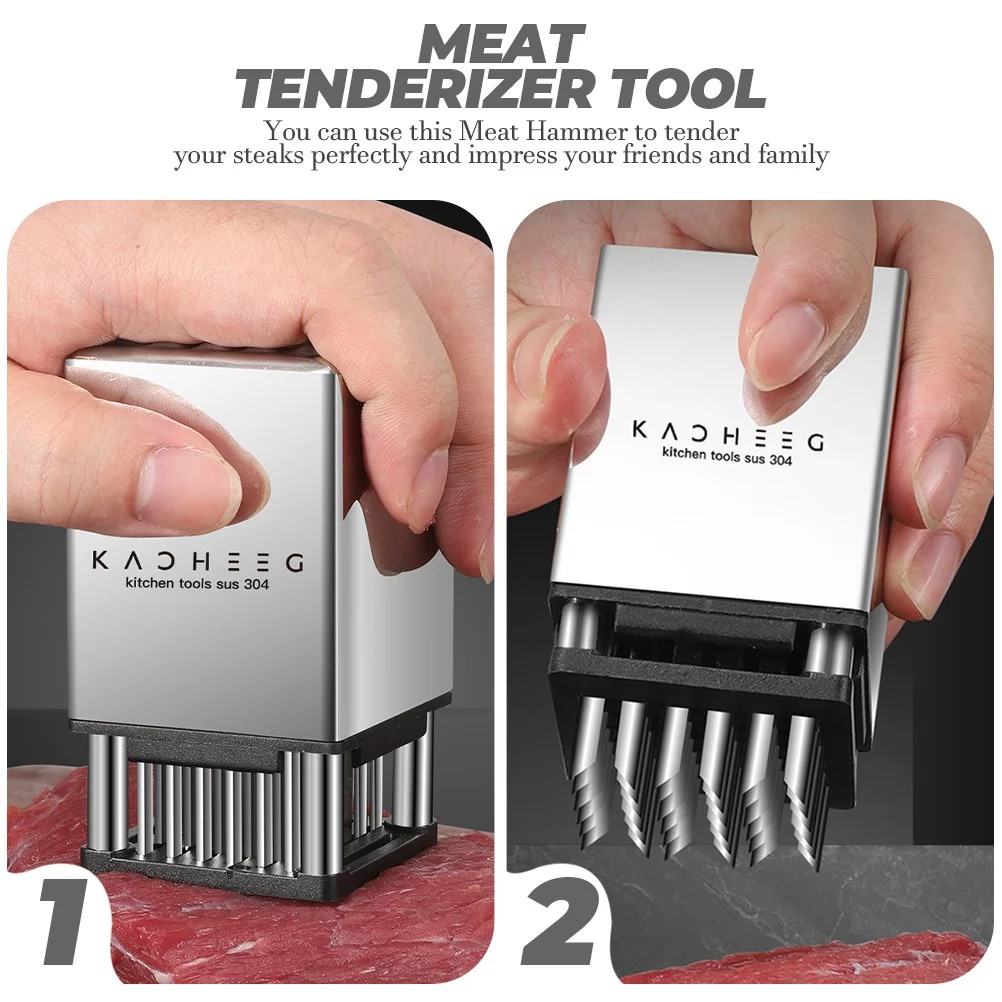 Tenderizing Hammer Stainless Steel Meat Grinder Mallet Pounder Heavy Duty Silver